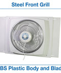 16-Inch Window Fan With Storm Guard, Built Tough With Impact-Resistant Plastic Housing, Permanently Lubricated Motor, white fan