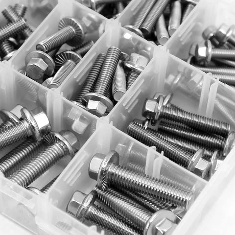 Beefy 240 Piece M5 M6 M8 Flanged Bolts And Nuts Set In Stainless Steel 304 Includes 14 Common Sizes For DIY Projects