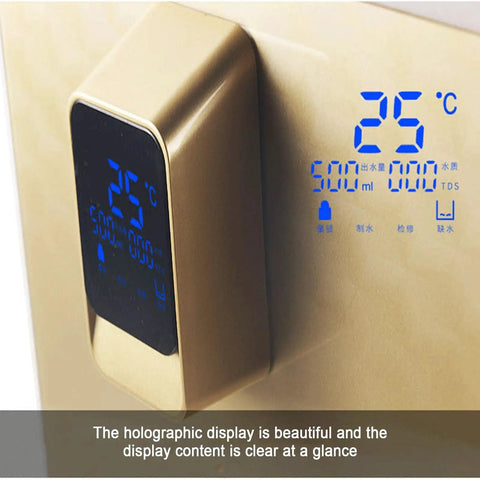Close-up of digital display on a wall-mounted Instant Hot Water Dispenser For Home And Office, Sleek Silver Finish showing temperature