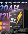 12V 20Ah LiFePO4 Battery Two Pack With Built In BMS IP67 Waterproof shown on rocky surface