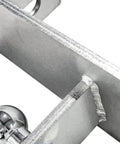 Heavy Duty Welded Trailer Hitch Receiver For Secure Towing And Custom Fabrication Projects close-up of welded seams and silver finish.