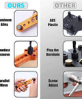 Kaas self-centering dowel jig kit, orange aluminum alloy with parallel-move feature and sawdust-removal knob.