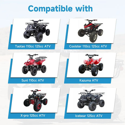 Image showing ATVs compatible with Beefed Up 3 Bolt ATV Starter Motor Kit For 50cc To 125cc Chinese models like Taotao and Icebear