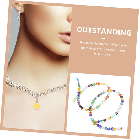 Pentagram Glass Spacer Beads And Bracelet Making Kit With Earring Crafting Tools, featuring colorful star beads and elegant jewelry pieces.