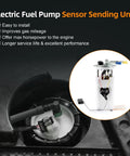 Electric Fuel Pump Assembly Compatible With Chevy Suburban 1500 And GMC Yukon XL 1500 2002 To 2004 V8 5.3L Flex Fuel With Pressure Sensor Replaces E3560M P74905M 67458 FG0811 displayed in a vehicle engine bay.