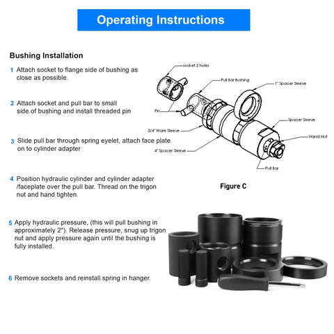 Pin And Bushing Adapter Service Kit 15030 For Heavy Duty Trucks And Equipment, illustrated diagram and components