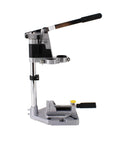 Heavy Duty Adjustable Aluminum Drill Press Base With Tough As Nails Bench Clamp Conversion Kit For Electric Hand Drills Rotary Workstation Stand, side view