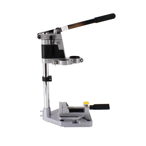 Heavy Duty Adjustable Aluminum Drill Press Base With Tough As Nails Bench Clamp Conversion Kit For Electric Hand Drills Rotary Workstation Stand, side view