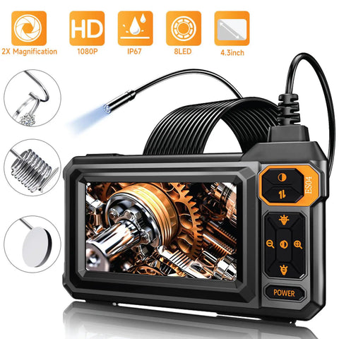 Handheld Borescope Camera With Built-In 4.3 Inch Display, 1080P Snake Camera, 16.5 Ft Cable, 8 LEDs, IP67 Waterproof, 1800mAh Battery, No Phone Needed, Perfect For Automotive, Plumbing, HVAC, And Wall Inspections; handheld borescope with screen