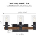 Dimensions of Farmhouse Vanity Light Fixture 3-Light Wall Sconce For Bathroom Over Mirror With Clear Glass Shades, Rustic Design