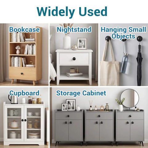 Six Pack Stick On Cabinet Knobs Self Adhesive Handles used on bookcase, nightstand, cupboard, and storage cabinet