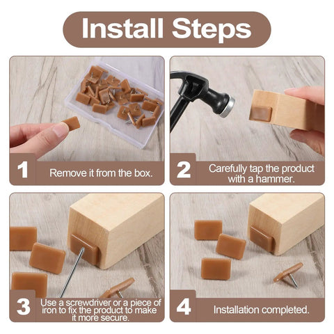 Step-by-step installation guide for Thirty Piece Tack In Drawer Glides 17X12Mm Heavy Duty Plastic With Iron Pins Nail On Slides.