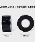 Two rolls of self-fusing silicone tape, 1 inch wide by 10 feet, black weatherproof pipe repair tape, leak proof and heavy duty