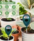 2 Pack Soil Moisture And pH Meter Kit No Battery Required displayed in indoor plant pots with clear digital dashboard and dial