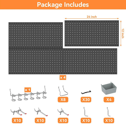 Metal Pegboard Kit For Wall And Garage Storage With Accessories And Hooks Modular Tool Organizer Board For Workbench