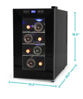 Compact 8 Bottle Capacity Wine Fridge With LED Display And Interior Light, Space Saving Mini Wine Cellar For Home Or Apartment