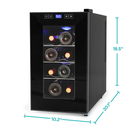 Compact 8 Bottle Capacity Wine Fridge With LED Display And Interior Light, Space Saving Mini Wine Cellar For Home Or Apartment