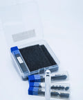 Transfer Screw Set With Solid Handle And Plastic Box, 25 Pieces, Four Sizes, open box showing screws and handle for woodworking.