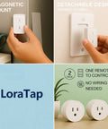 Two Pack Mini Wireless Remote Outlet Plug Adapter With Remote 2 Channel Wall Switch 656ft Range for Indoor Lamps and Appliances