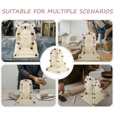 Roman Column Ball Mold for Concrete DIY Projects, lightweight durable plastic, shown in different settings with crafting tools