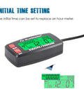Hour Meter And RPM Tachometer With RPM Alert One Button Data Check Total Engine Hours Dual SVC And SVC2 Countdown Timers Resettable Job Timer Red Button Edition For Easy On The Fly Engine Monitoring, initial time setting display