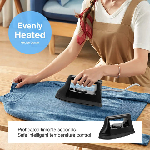 Handy Mini Heat Press Machine Kit With Portable Design And PVC Doormat For Easy Heat Transfer DIY T Shirt Shoe Bag Vinyl Projects Compact Size on blue sweater.