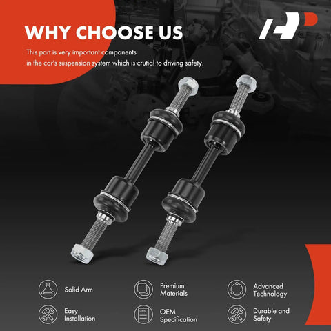 Two Pack Front Sway Bar End Links For Ford F150 2009 2020 RWD Expedition 2007 2021 Lincoln Navigator 2007 2019 Stabilizer Bar Link Kit Front Left And Right displayed on promotional card