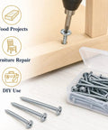 Number Eight By One Inch Phillips Washer Head Screws 60 Pack With Storage Box for Light Wood Projects and Furniture Repair