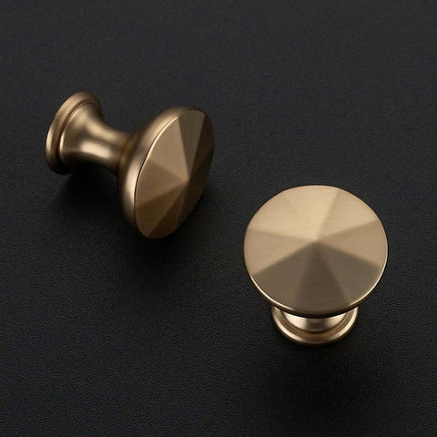 Champagne Bronze Cabinet Knobs 1-3/16 Inch, 5 Pack, shown on black surface, heavy duty zinc alloy, single hole install, modern design
