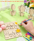 Unfinished Wood Flower Painting Kit With 12 3D Tulip Blooms, DIY Spring Craft Set For Adults And Family, Blank Wood Cutouts For Home Decor