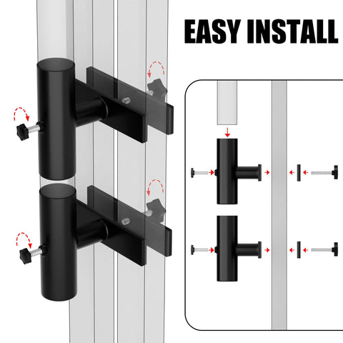 Heavy Duty Patio Umbrella Clamp Mount With Triple Knob Grip installation steps on glass panel