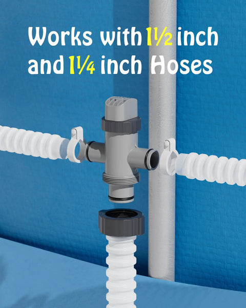 Dual Split Hose Plunger Valve For Intex Pool Systems No Fuss Flow Control Reduces Pump Suction Vacuum Ready Opens And Closes Water To Filtration Installation Kit With O Rings, works with 1/2 and 1/4 inch hoses