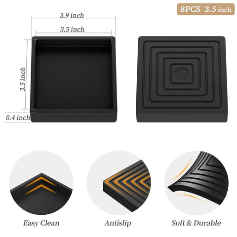 Top Shelf Rubber Furniture Coasters And Caster Cups Shield Hardwood Floors While Giving Your Couch Bed And Piano Legs A Ridiculously Firm Grip That Keeps The Whole Setup Tight Through Daily Life Pack Of 8 Black, showing two black rubber coasters, 3.5 inches.