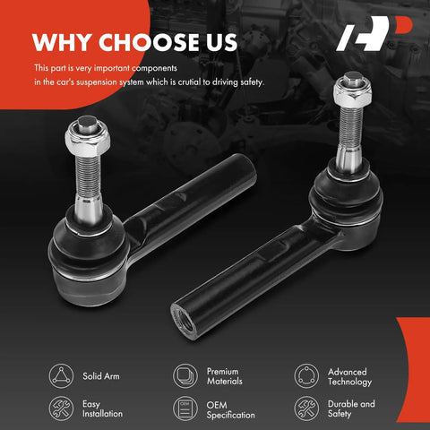 Direct Fit Front Outer Tie Rod End Replacement For Chrysler 200 2011 2014 Sebring 2007 2010 Avenger 2008 2014 Caliber 2007 2012 Journey 2009 2018 Jeep Compass 2007 2017 Patriot 2007 2017 Left And Right Front Suspension Tie Rod End Heavy Duty, black steel
