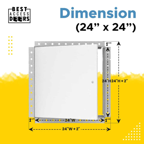 Top Shelf 24x24 Heavy Duty Steel Access Panel With Bead Flange And Concealed Hinge Built Tough For Drywall Ceilings dimensions shown