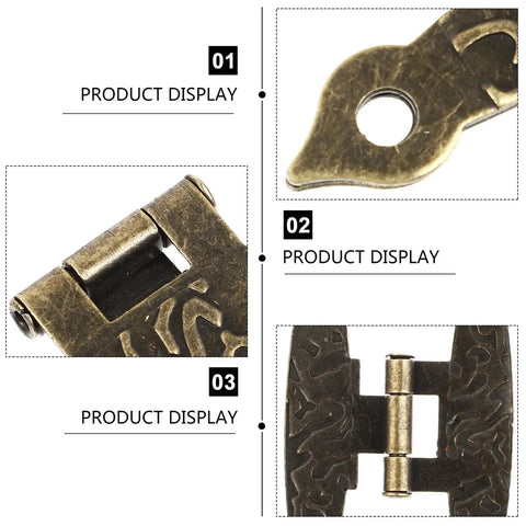 Antique Copper 65x34mm H Type Iron Hinges Pack Of 10 for retro cabinets, showing detail and texture, rust resistant DIY hardware