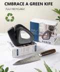 Smart Self Adaptive Knife Sharpener With Auto Angle Tech Delivers A Pro Edge In Seconds Safely Protects Blades All Blades Compatible Installation Free Durable And Easy Care For Any Kitchen Knife displayed with packaging and knife on table