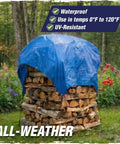 Heavy Duty Waterproof Tarp Outdoors 5 Mil 6x8 Feet With Reinforced Grommets And Corners UV Resistant, covering firewood in rain