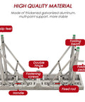 Detailed view of Slick Folding Scaffolding Deck With Quick Adjustable Height Settings For Drywall And RV Projects, highlighting high-quality aluminum features.