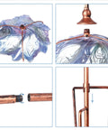 Glass Bird Bath With Metal Stake Garden Decor For Outdoor Vibe, Waterproof And Weather Resistant, Easy to Assemble Four Prong Base