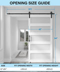 5-Panel Sliding Glass Barn Door 42-Inch By 84-Inch With Frosted Glass Waterproof Scratch-Resistant Privacy For Bathroom