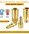 Air Hose Fittings Kit 16 Pc 1/4 In NPT Quick Connect Couplers And Plugs in iron-plated copper material