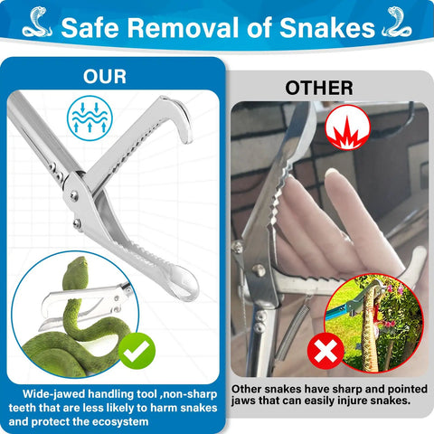 69 Inch Pro Grade Snake Grabber Tool With Long Handle For Safe Rattlesnake Catching And No Bite Distance, Wide Jaw, Stainless Steel Tube, Non Slip Sponge Grip, Heavy Duty Reptile Tongs For Outdoor Use