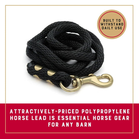 Black Poly Lead Rope For Horses Eight Feet Long Five Eighth Inch Thick With Soft Feel Built To Last For Training And Tying