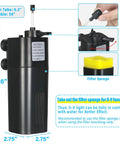 Dimensions and features of UV Filter For 10 To 40 Gallons With Turbo Swirl Design Submersible Internal Tank Filter 132 GPH With Timer