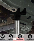Heavy Duty Bottle Jack Adapter Saddle For Axle Tubes Fits Round 2 Inch, 3 Inch, 4 Inch And Square 2 Inch Axles With 1.5 Inch Lifting Platform, Rugged Lift Accessory Up To 17000 Lbs For Trucks, SUVs And Off Road under vehicle lift demonstration