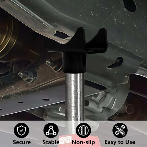 Heavy Duty Bottle Jack Adapter Saddle For Axle Tubes Fits Round 2 Inch, 3 Inch, 4 Inch And Square 2 Inch Axles With 1.5 Inch Lifting Platform, Rugged Lift Accessory Up To 17000 Lbs For Trucks, SUVs And Off Road under vehicle lift demonstration