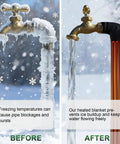 Comparison of icy faucet and flowing water with Outdoor Water Pipe Heating Blanket With 9.8 Foot Cord No-Fuss Freeze Prevention