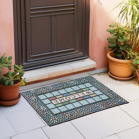 Rugged Heavy Duty Rectangle Entry Door Mat 24 X 36 Inches For High Traffic Front Porch, Non Slip Rubber Back, Low Profile Doormat