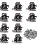 10 Pack Double Roller Cabinet Latches With Spear Strike For Cupboard Closet Door Easy Install Secure Closure Antique Bronze Finish